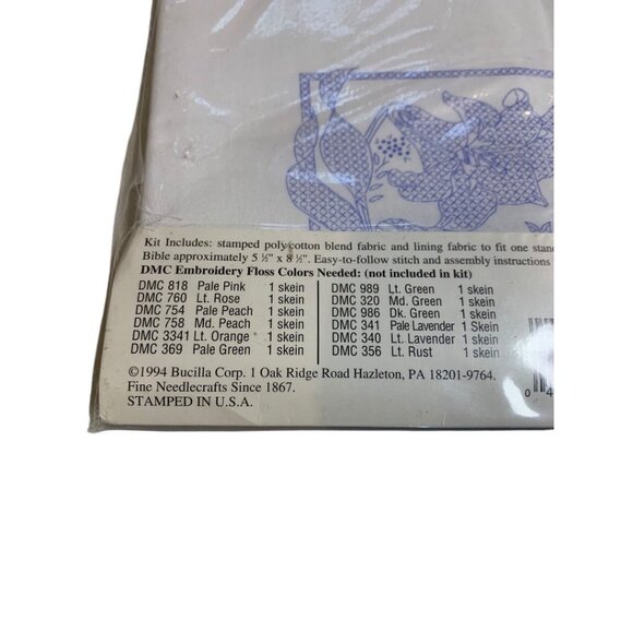 Bucilla Stamped Fabric Bible Cover Kit Lilies 64201 - Picture 6 of 6